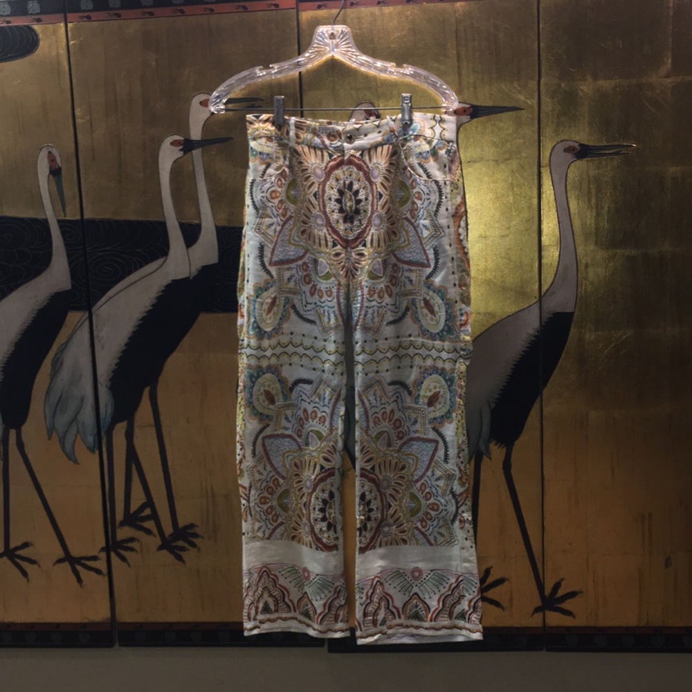 Chic Linen and Cotton Printed Pants